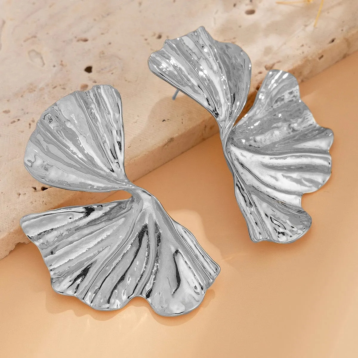 Geometric Abstract Lotus Leaf Earrings