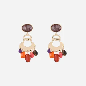Geometric Alloy Dangle Earrings