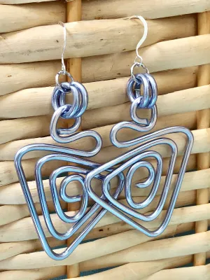 Geometric Aluminum Wire Earrings, Triangle Light Purple