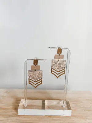 Geometric Arrow Metal Earrings, Brown