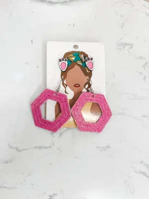 Geometric cork-on-leather earring set