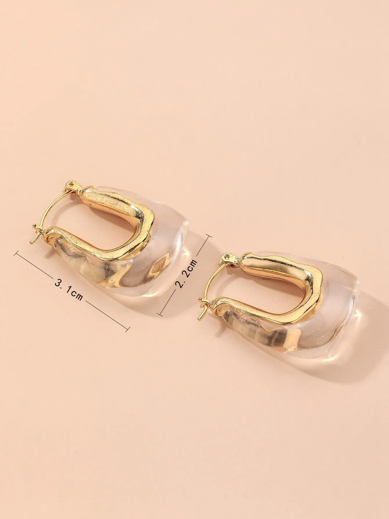 Geometric Design Clear Earrings - Clear