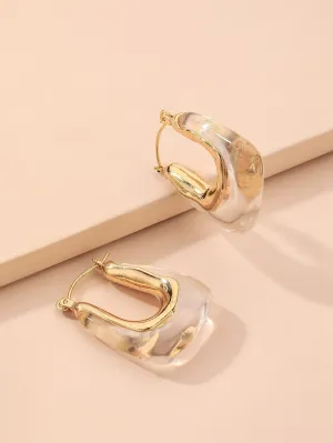 Geometric Design Clear Earrings - Clear