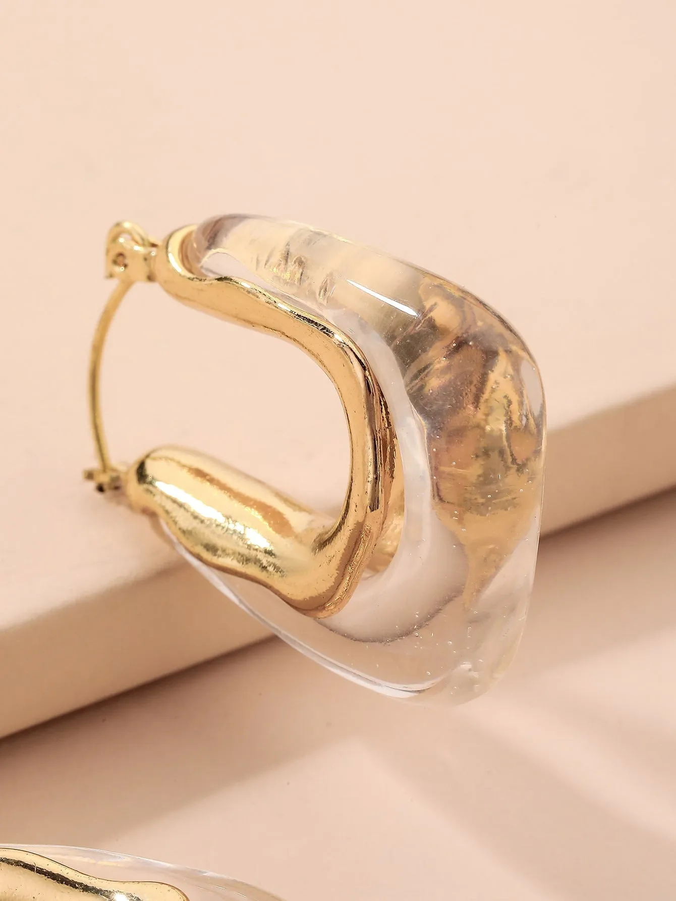Geometric Design Clear Earrings - Clear