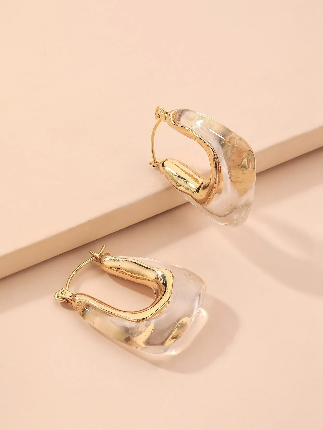 Geometric Design Clear Earrings - Clear