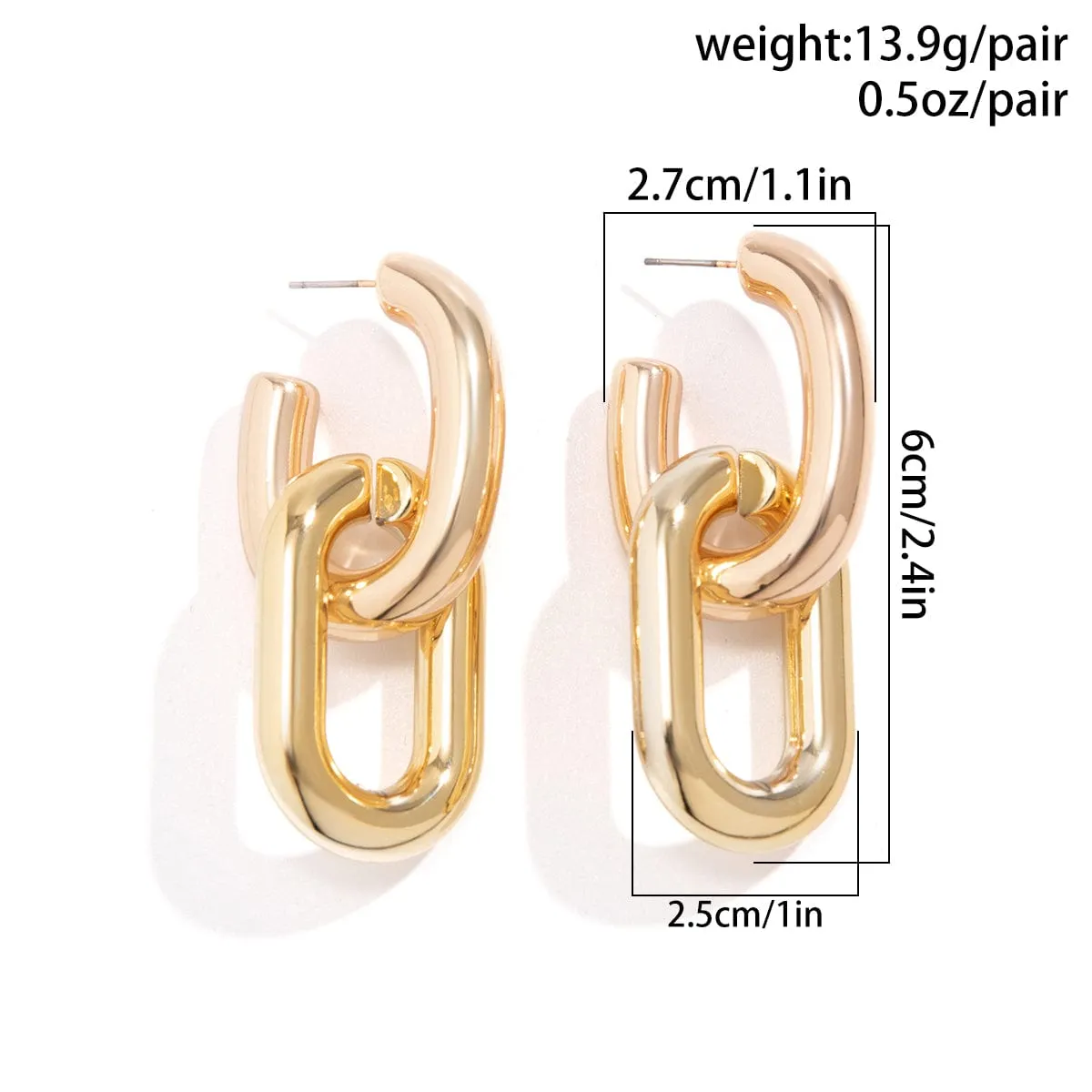 Geometric Double Oval Link Dangle Earrings