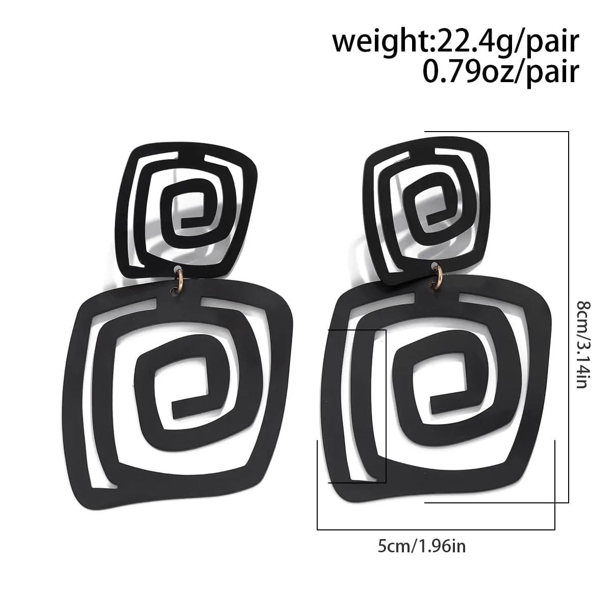 Geometric Enamel Square Spiral Earrings
