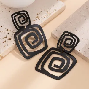 Geometric Enamel Square Spiral Earrings