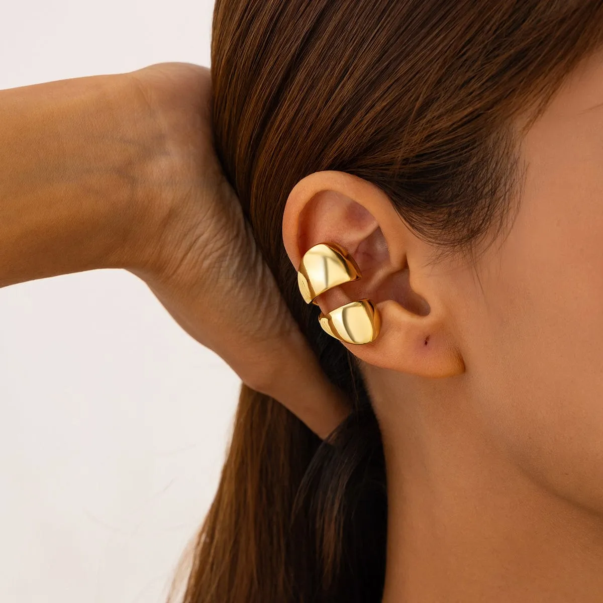 Geometric Glossy Irregular Pattern Ear Wrap Earrings