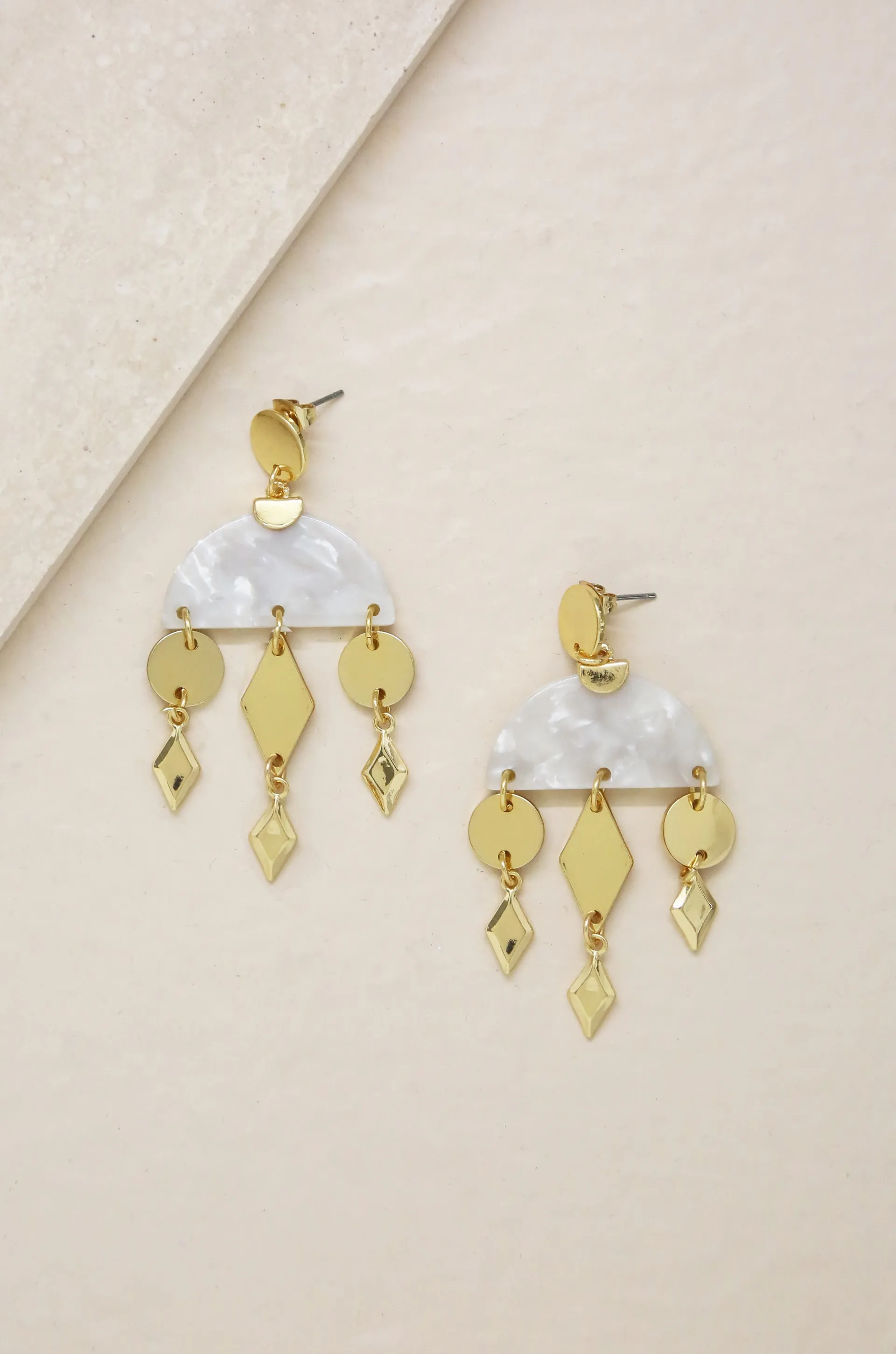 Geometric Gold & Resin Dangle Earrings