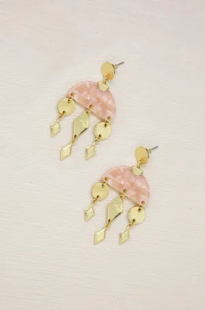 Geometric Gold & Resin Dangle Earrings
