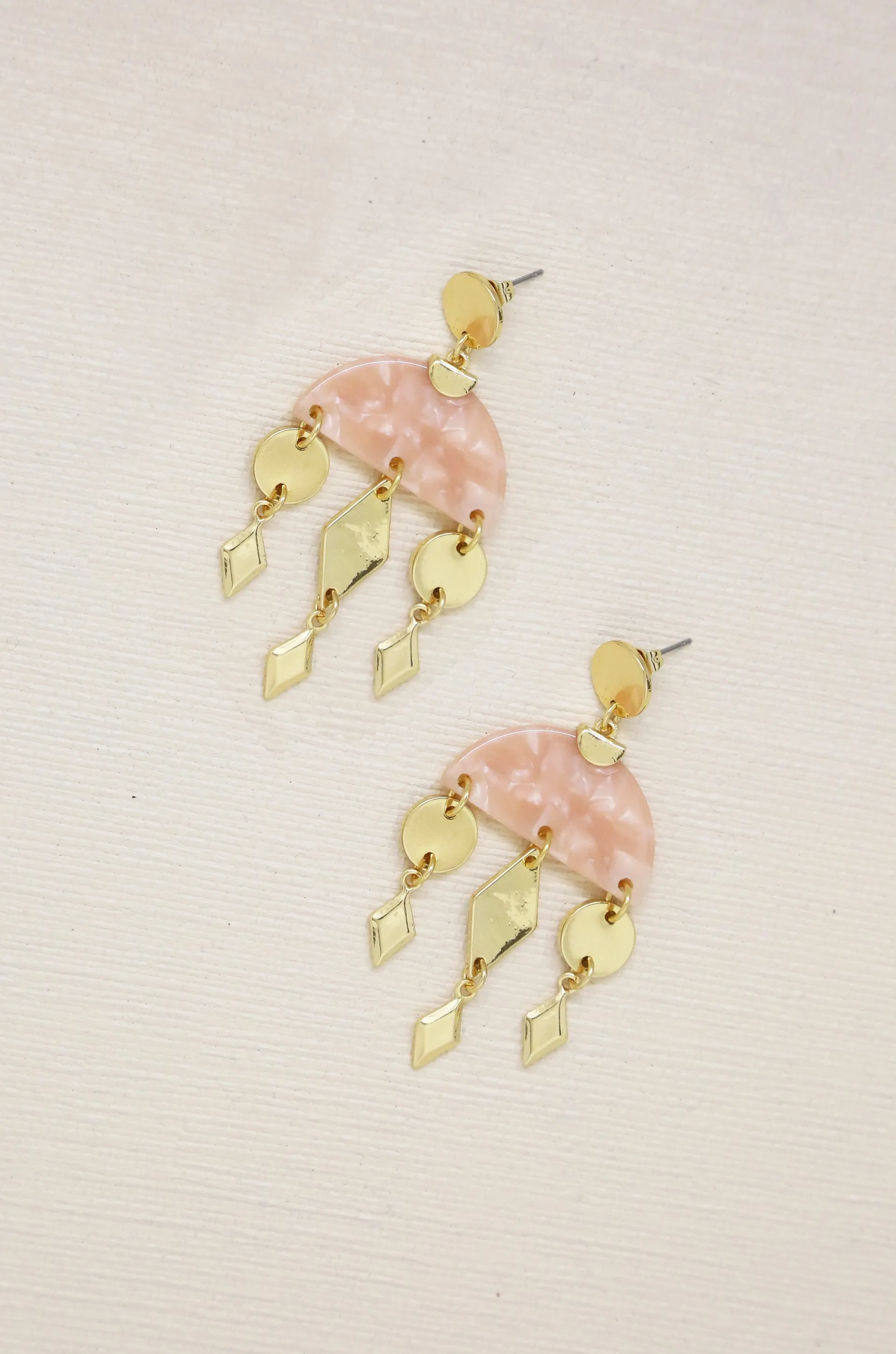 Geometric Gold & Resin Dangle Earrings