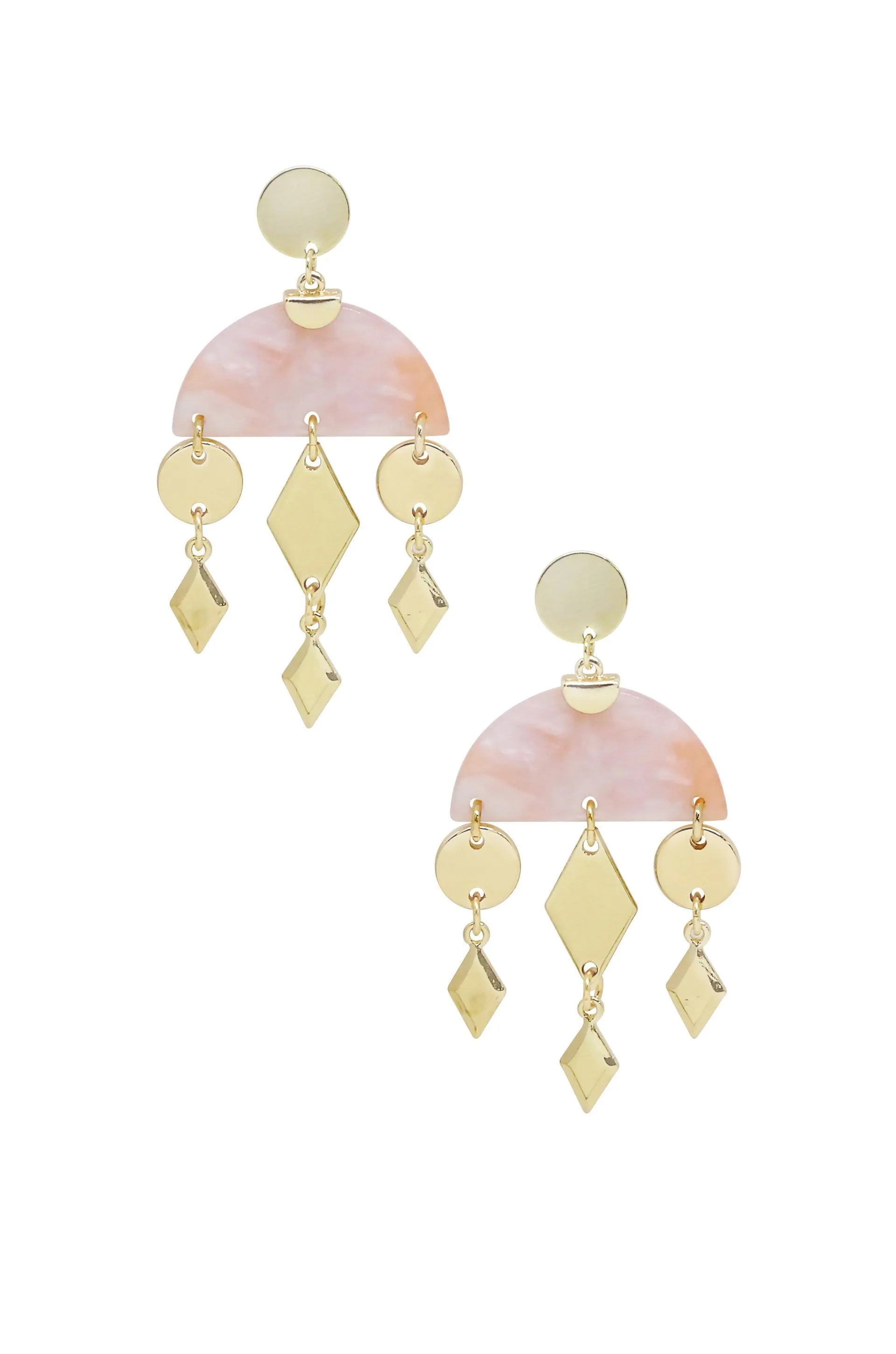 Geometric Gold & Resin Dangle Earrings