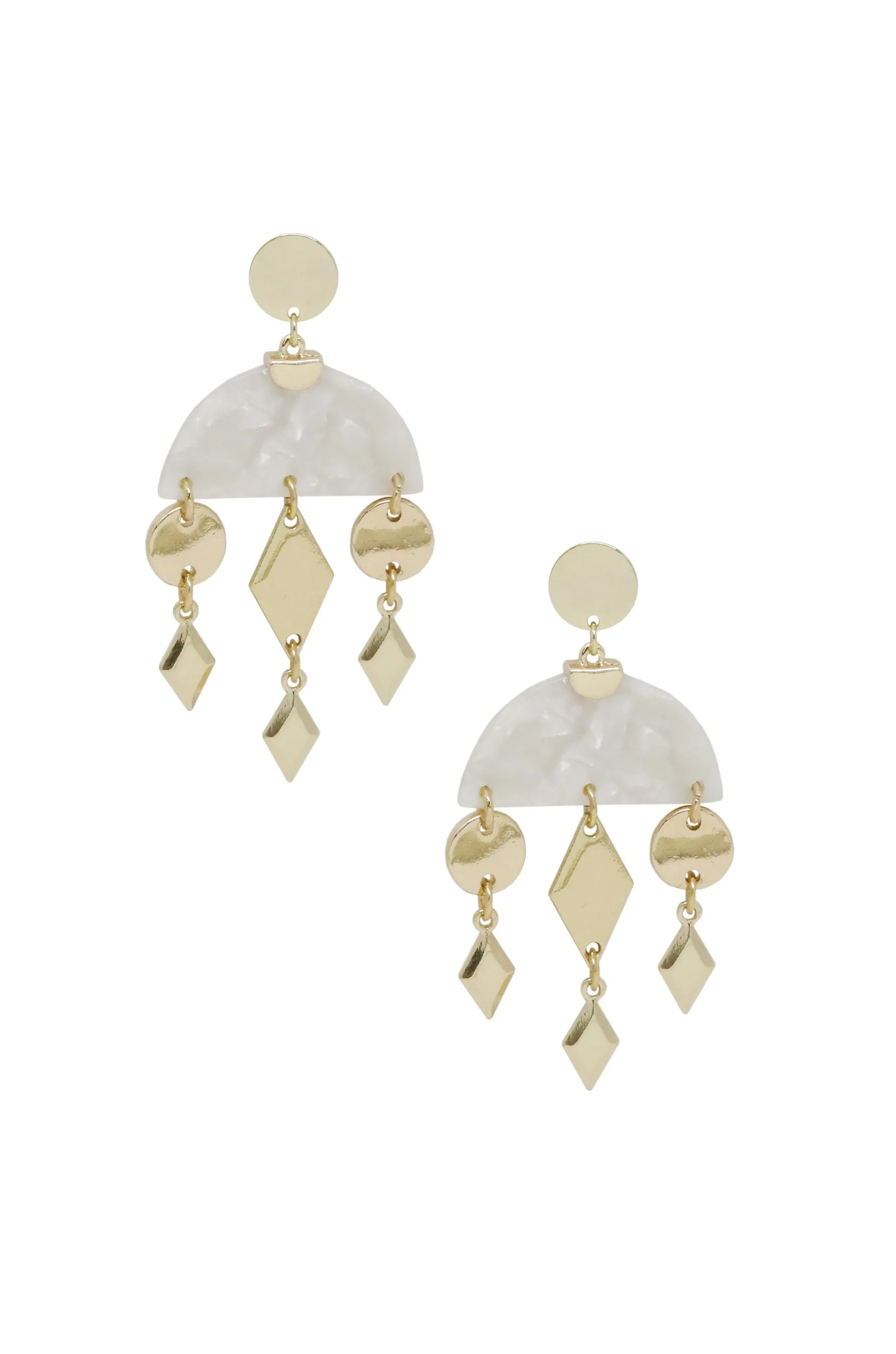 Geometric Gold & Resin Dangle Earrings