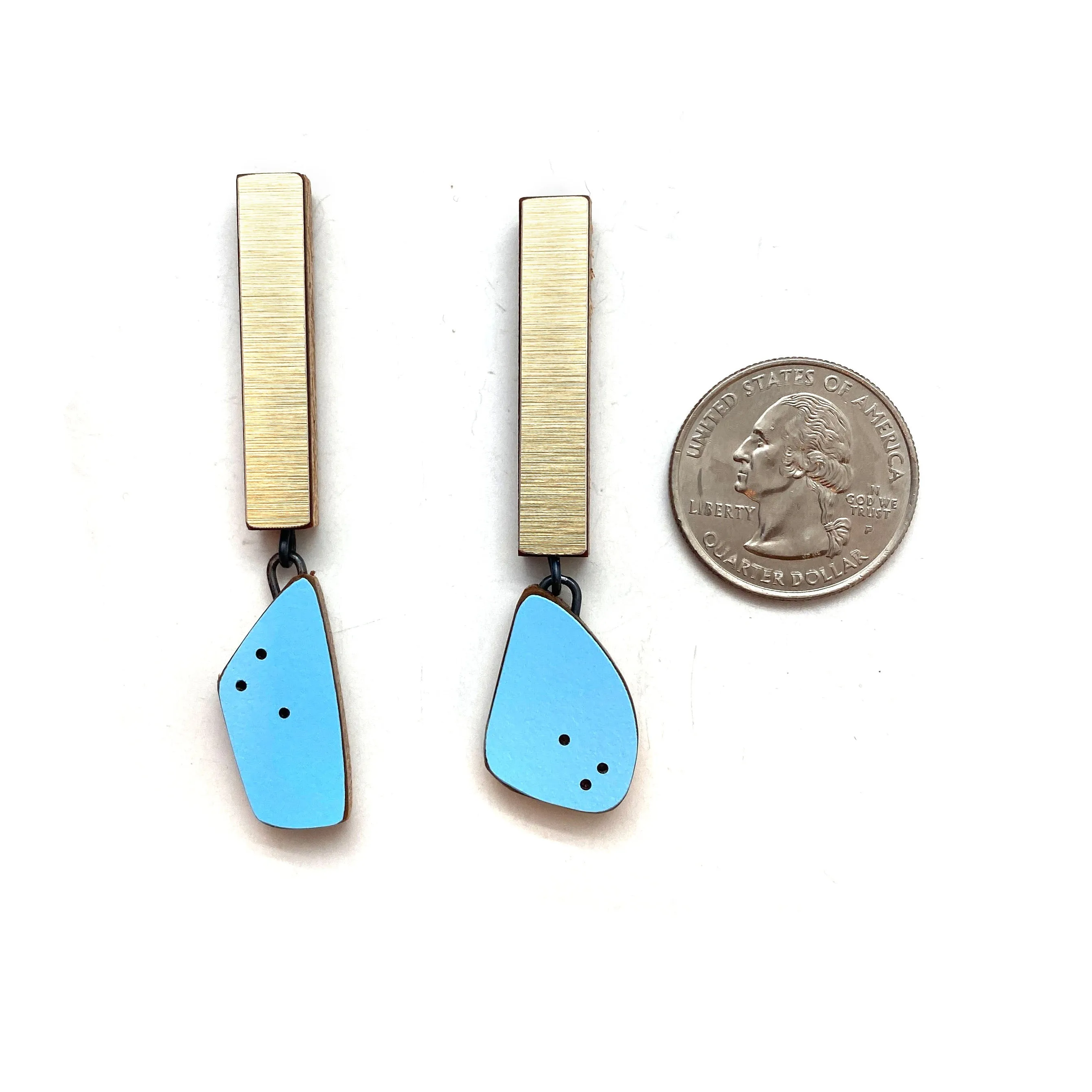 Geometric Gold Metallic and Blue Earrings