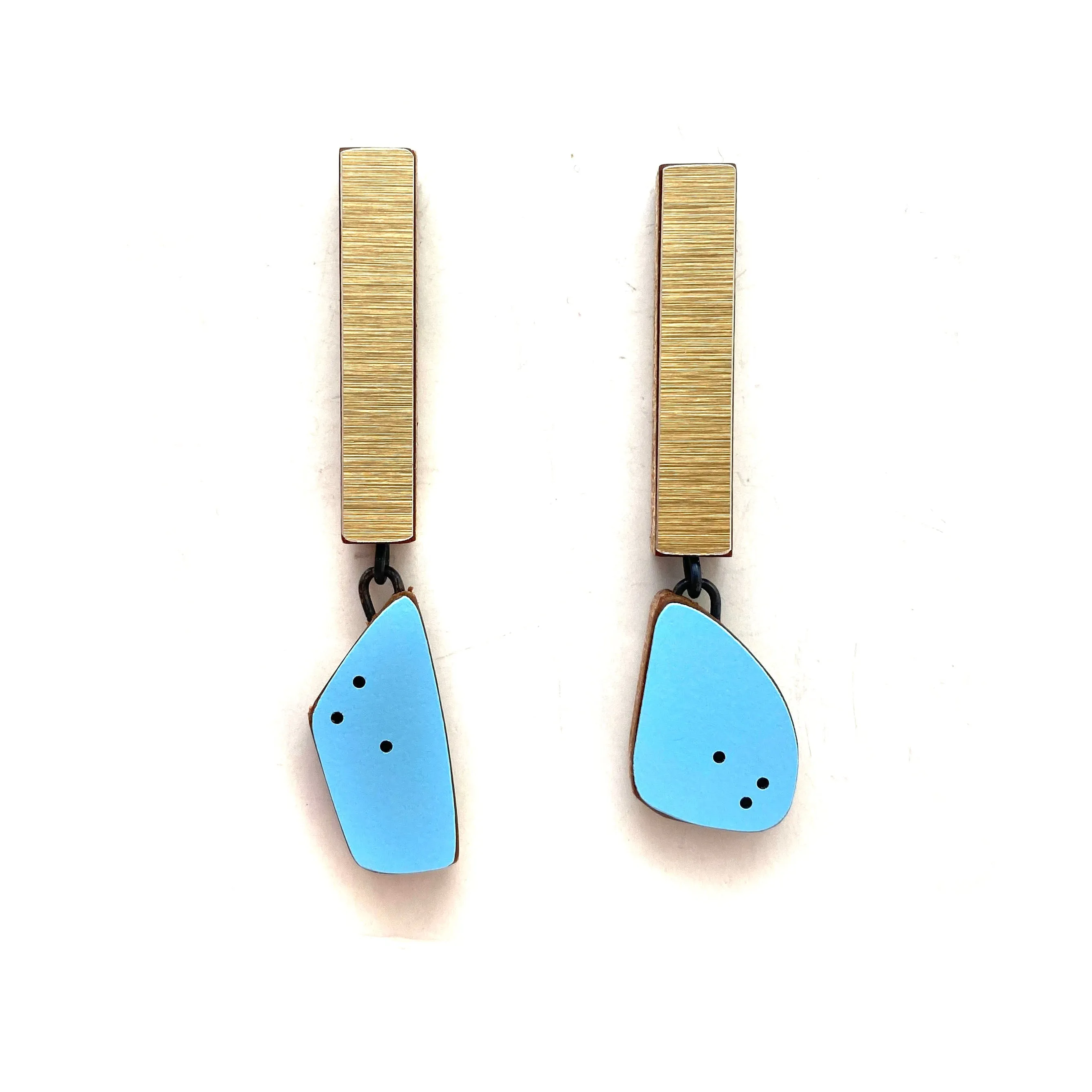 Geometric Gold Metallic and Blue Earrings
