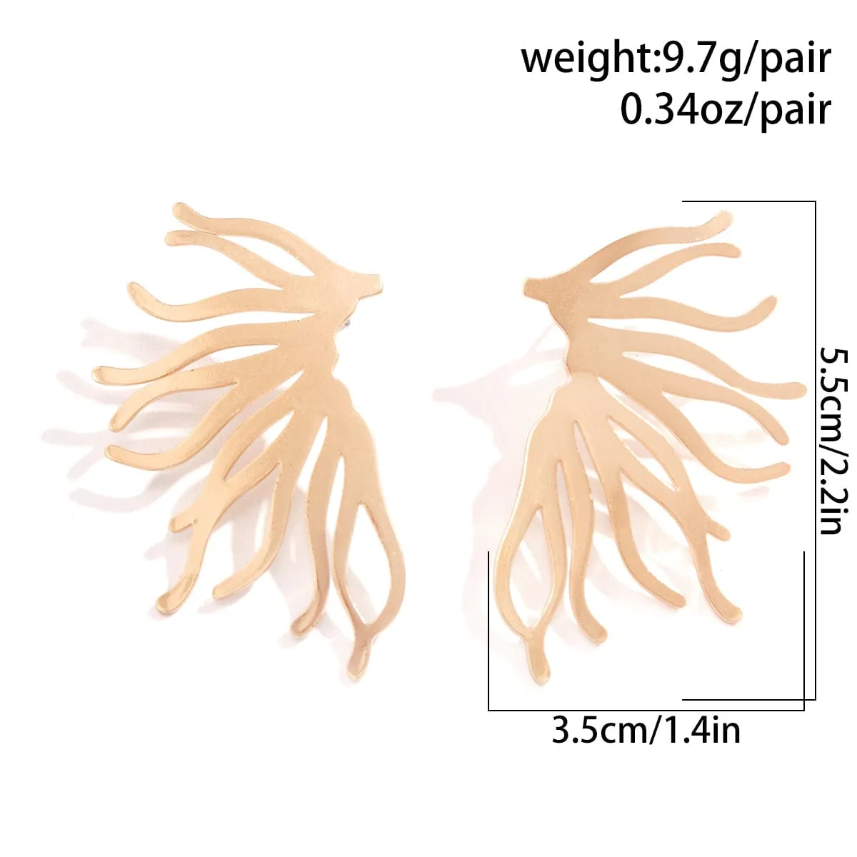 Geometric Gold Silver Plated Coral Shaped Earrings
