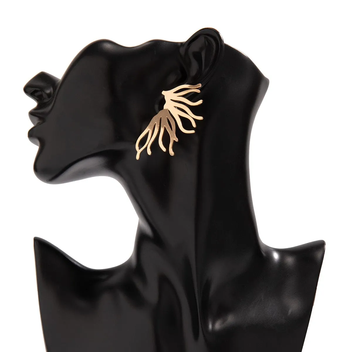 Geometric Gold Silver Plated Coral Shaped Earrings