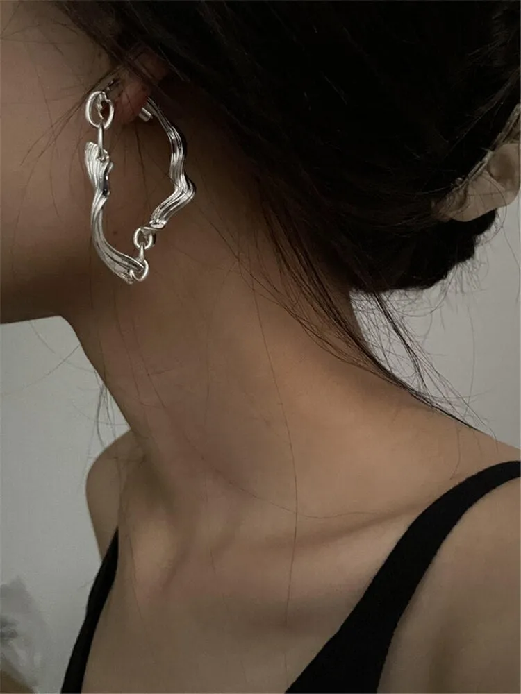 Geometric line stitching earrings for women