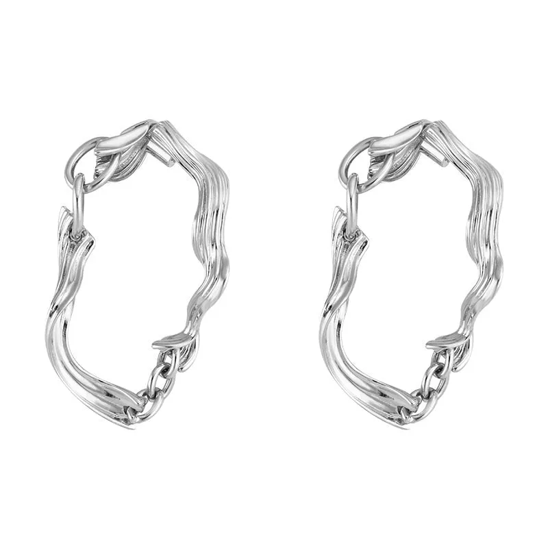 Geometric line stitching earrings for women