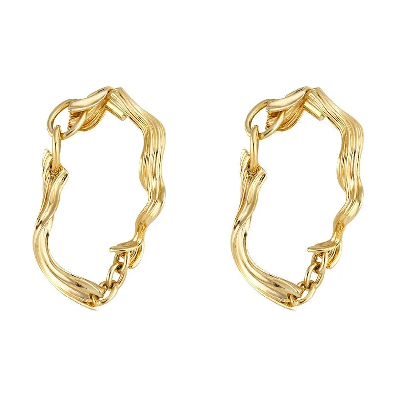 Geometric line stitching earrings for women