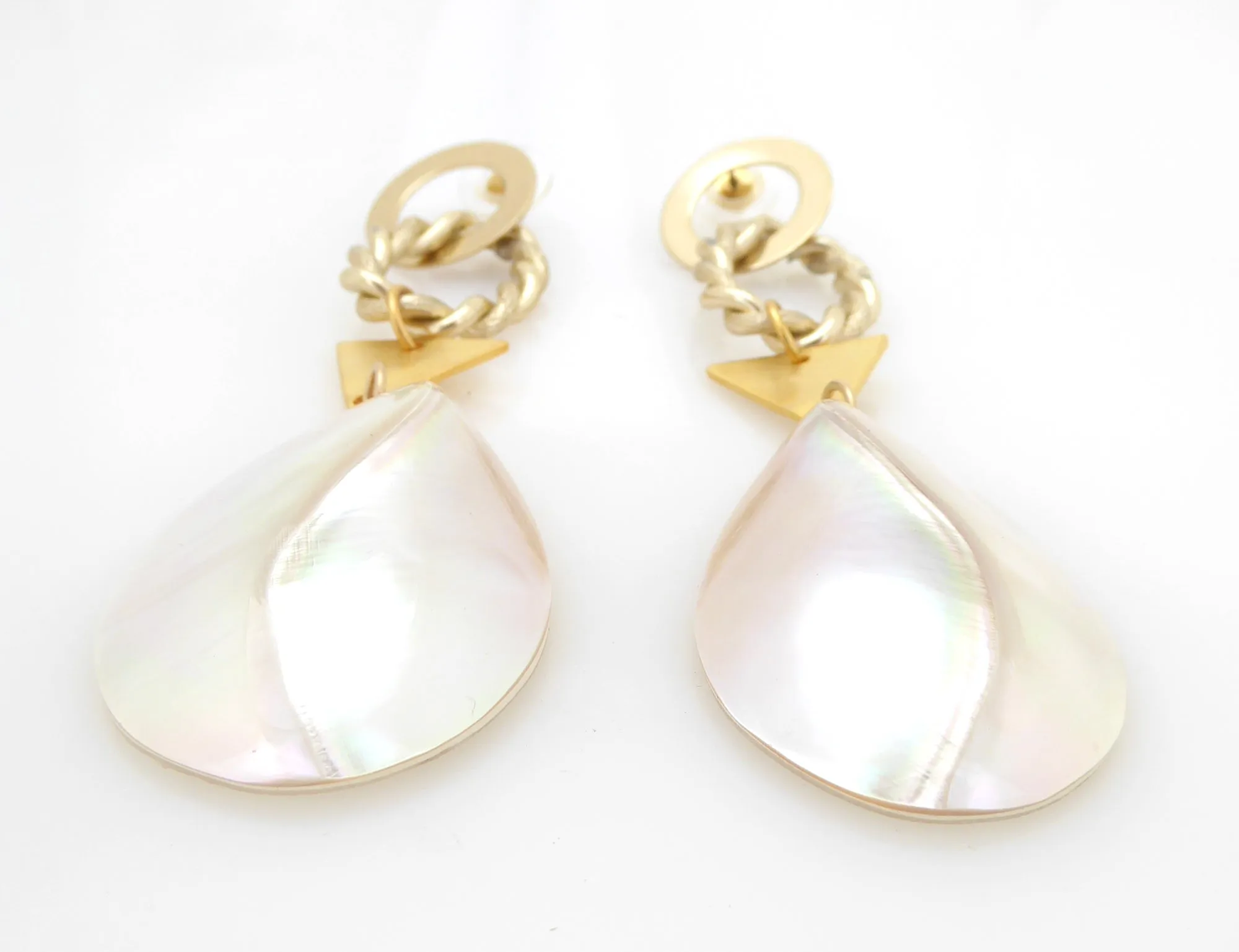 Geometric mother of pearl earrings