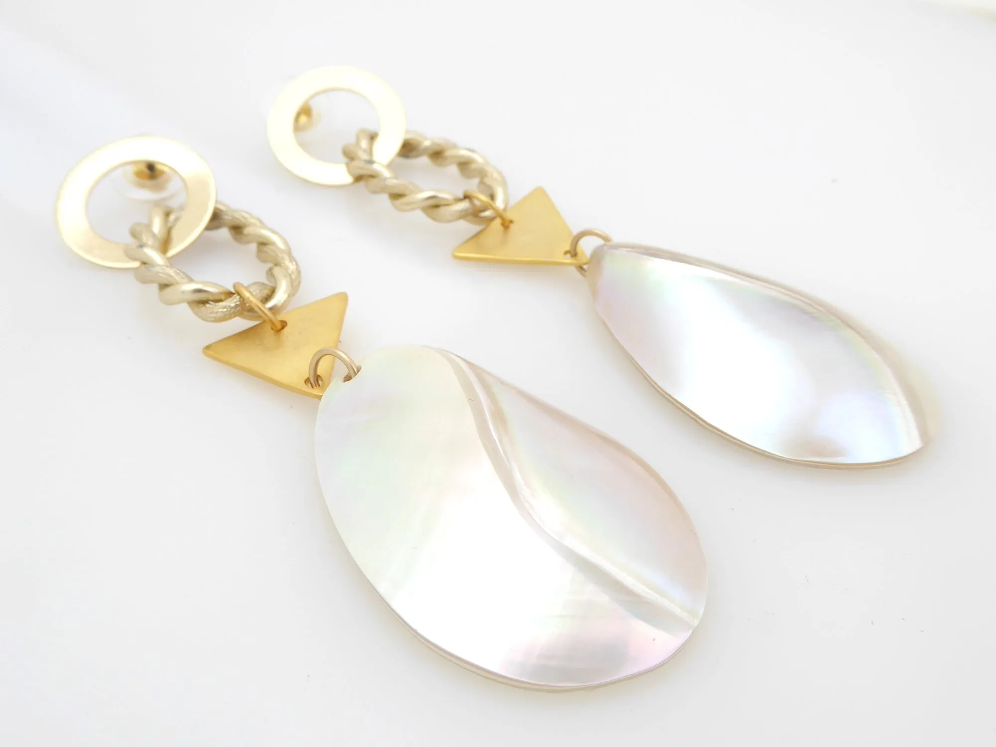 Geometric mother of pearl earrings