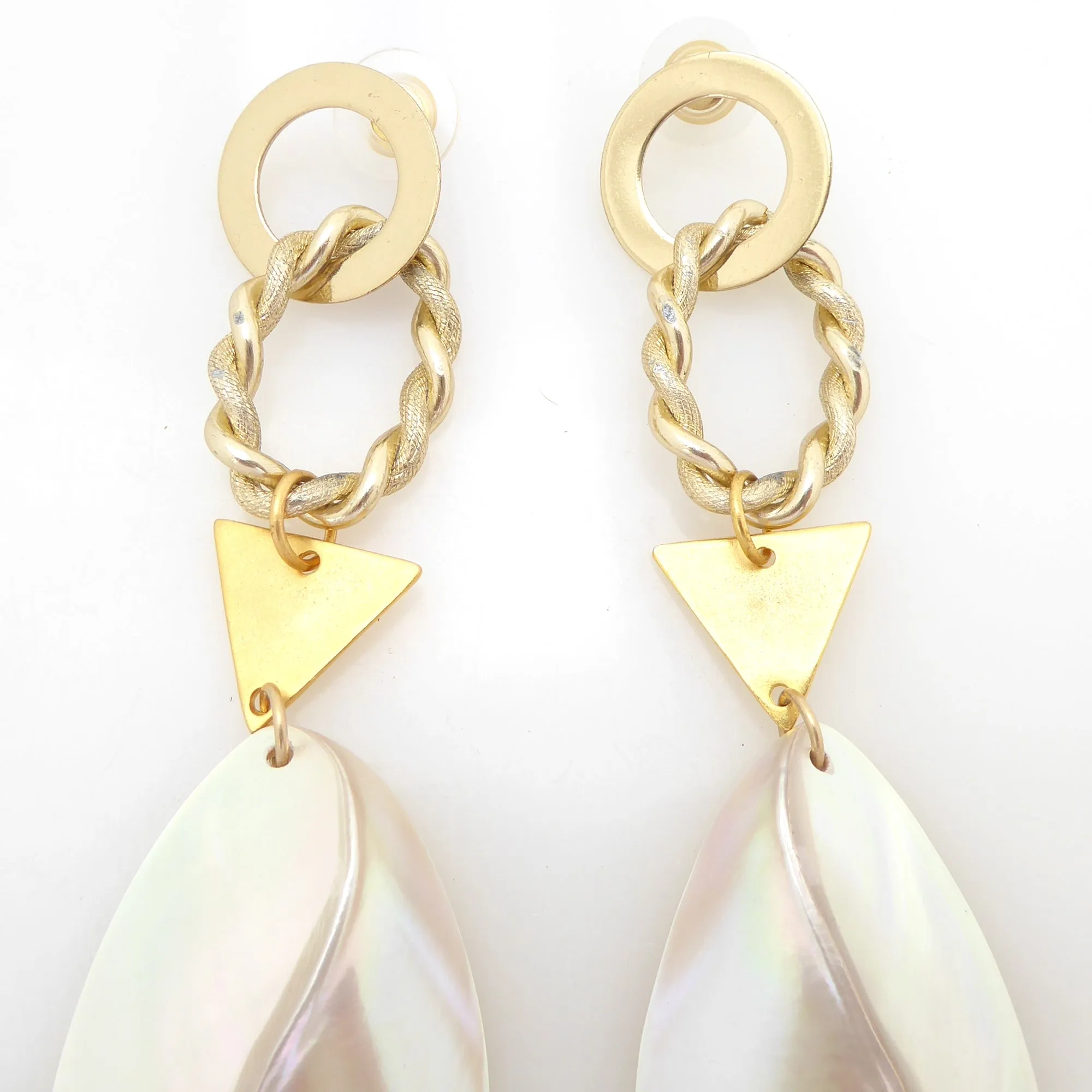 Geometric mother of pearl earrings