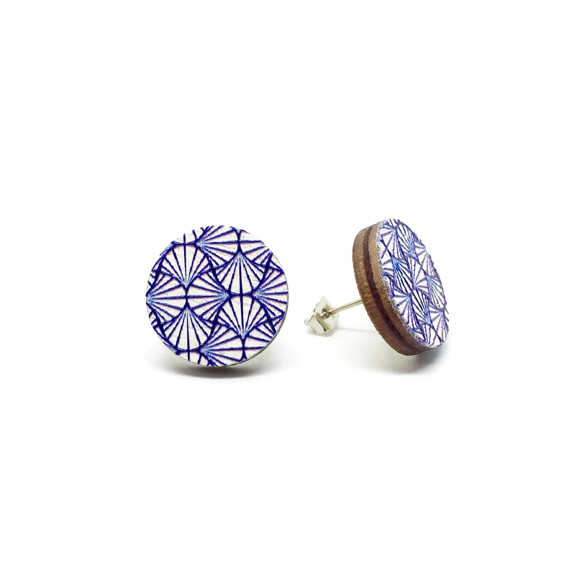 Geometric Ocean Waves Wooden Earrings - LM