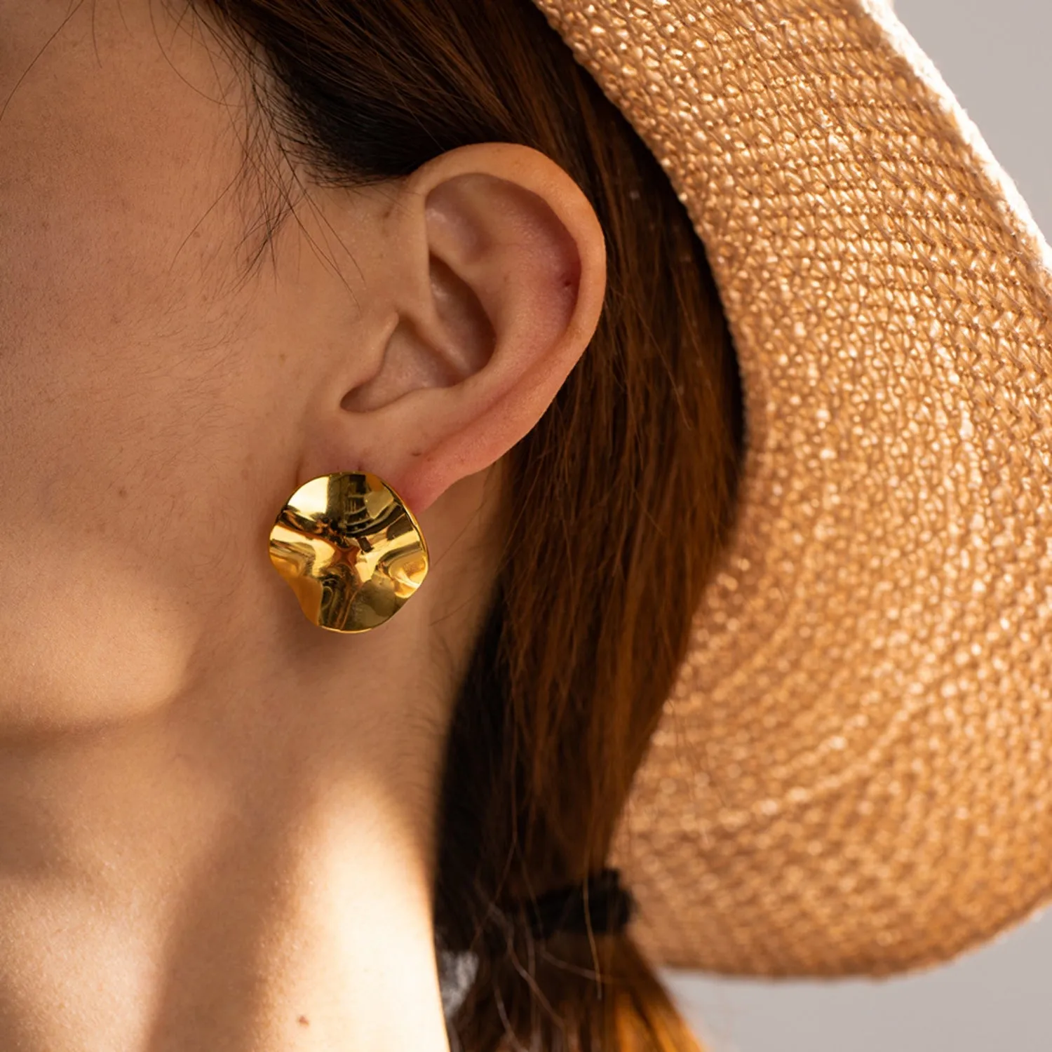Geometric Pleated Stud Earrings