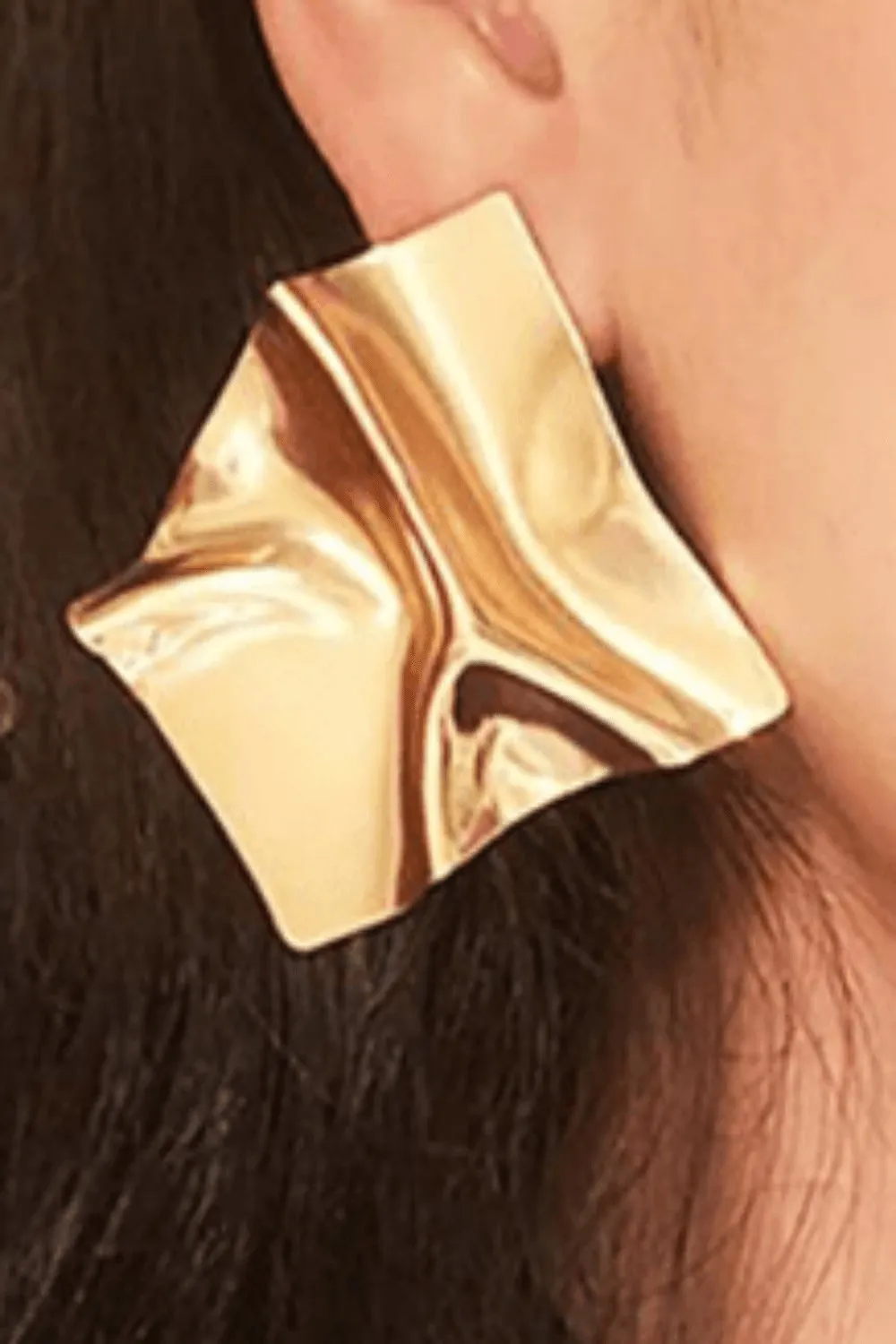 Geometric Punk Folded Stud Earrings In Gold And Silver