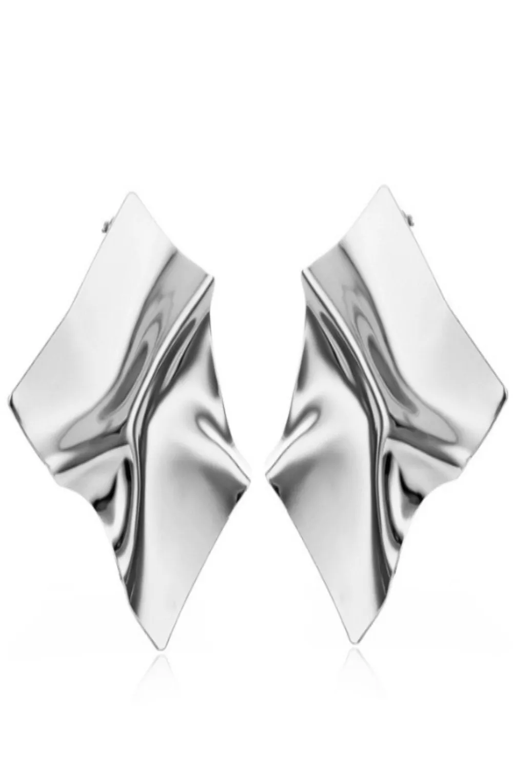 Geometric Punk Folded Stud Earrings In Gold And Silver