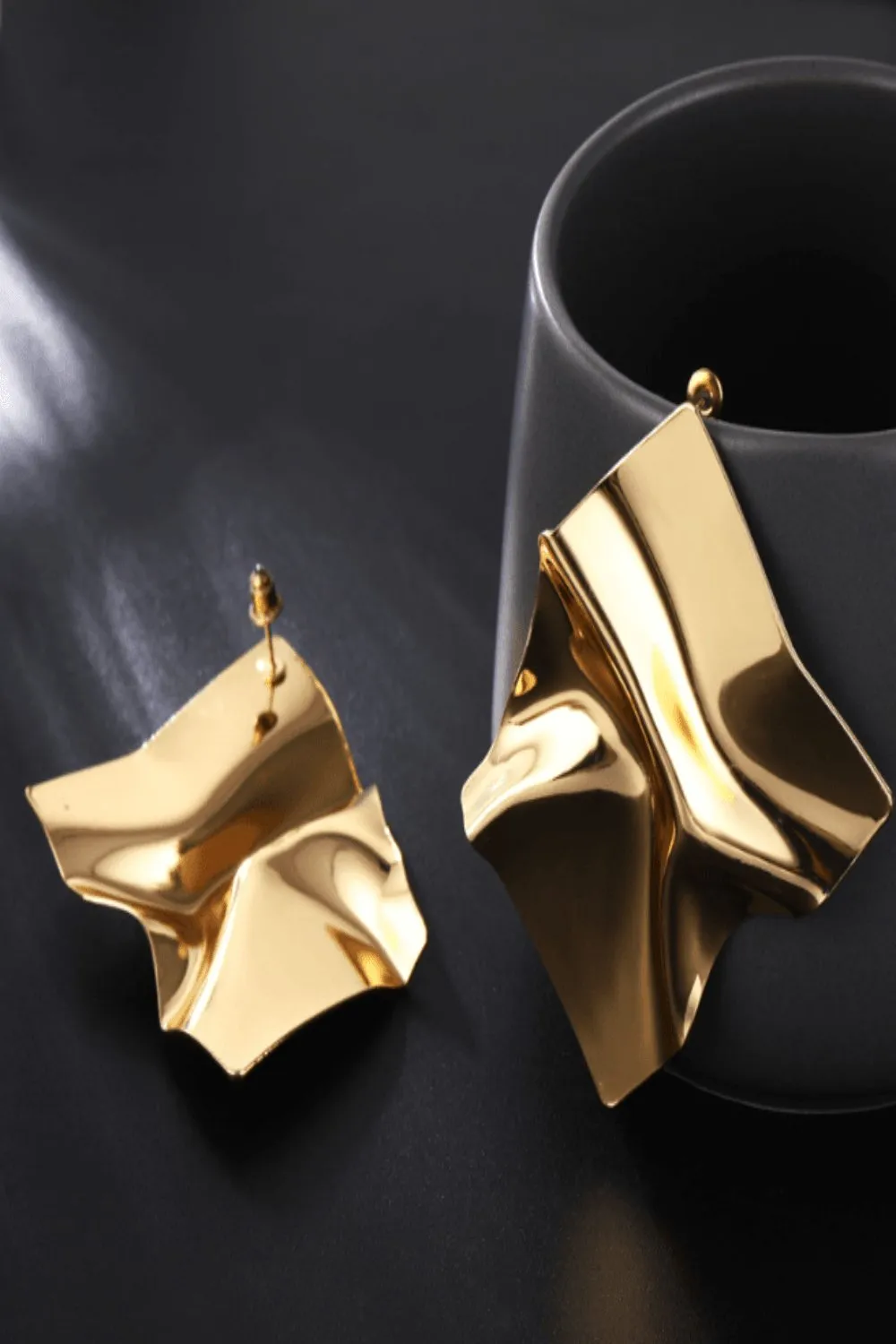 Geometric Punk Folded Stud Earrings In Gold And Silver