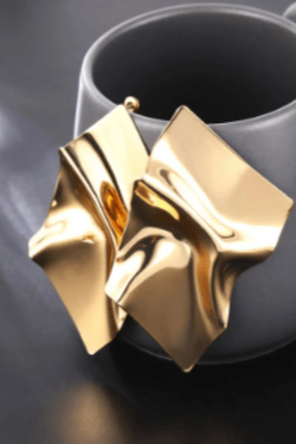 Geometric Punk Folded Stud Earrings In Gold And Silver