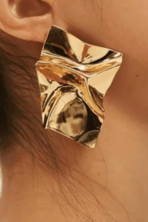 Geometric Punk Folded Stud Earrings In Gold And Silver