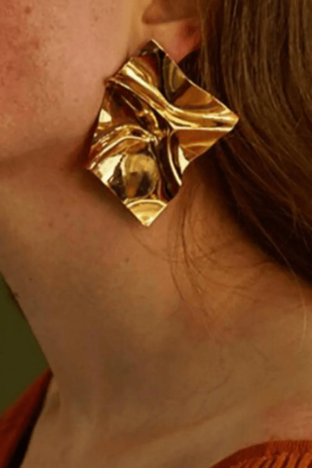 Geometric Punk Folded Stud Earrings In Gold And Silver