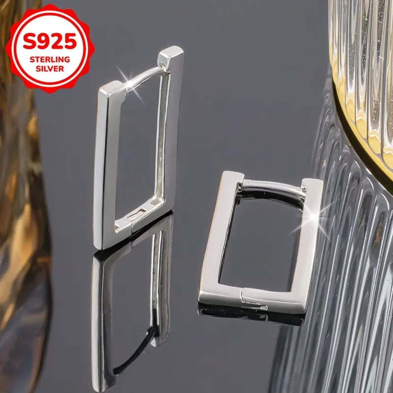 Geometric Square Earrings 925 Silvery 2g Holiday Gift Vacation Daily