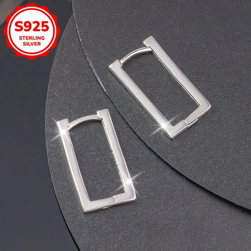 Geometric Square Earrings 925 Silvery 2g Holiday Gift Vacation Daily