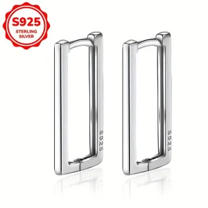 Geometric Square Earrings 925 Silvery 2g Holiday Gift Vacation Daily
