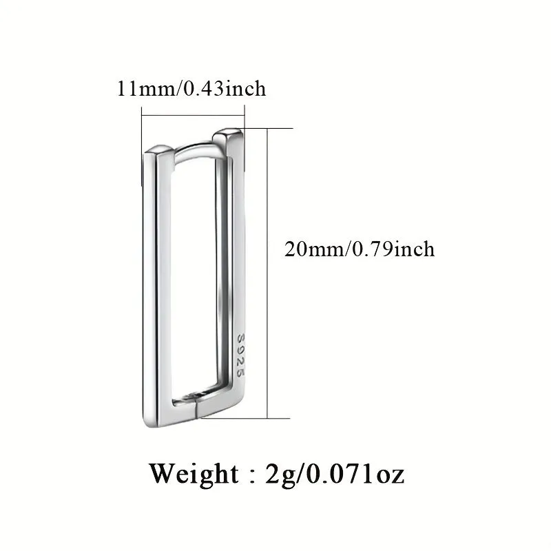 Geometric Square Earrings 925 Silvery 2g Holiday Gift Vacation Daily