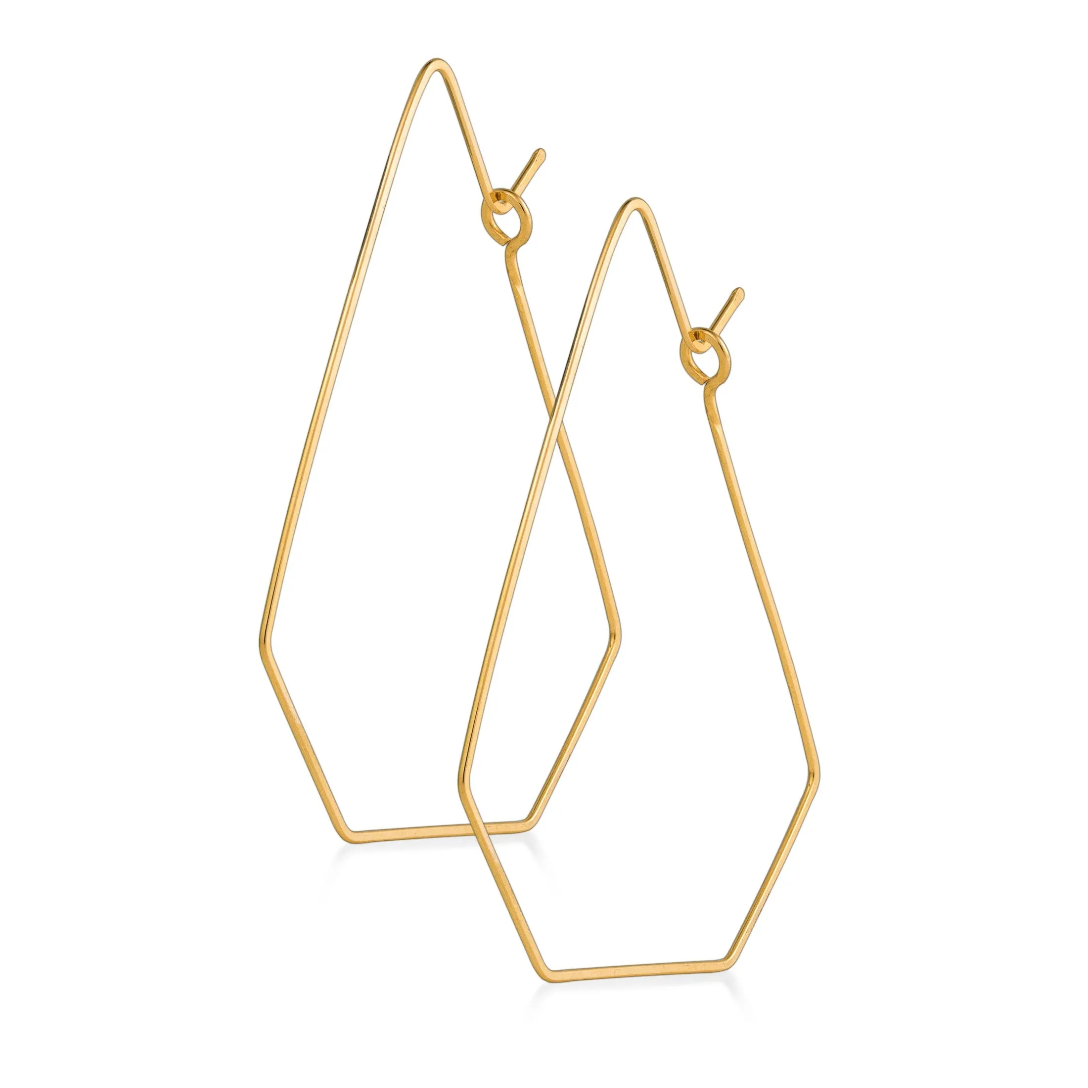 Geometric Sterling Silver Diamond Shape Earrings - Diamond Hoops