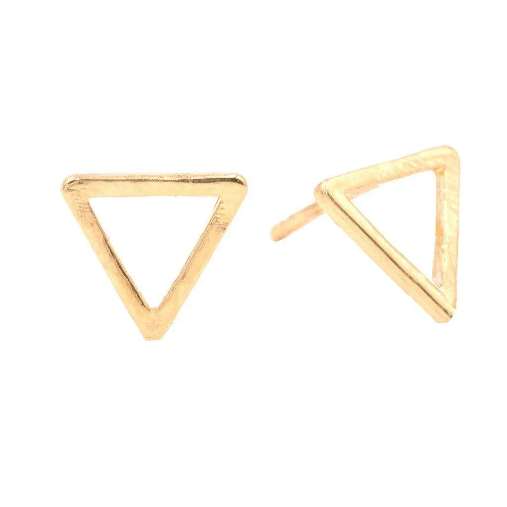 Geometric Triangle Studs in Gold