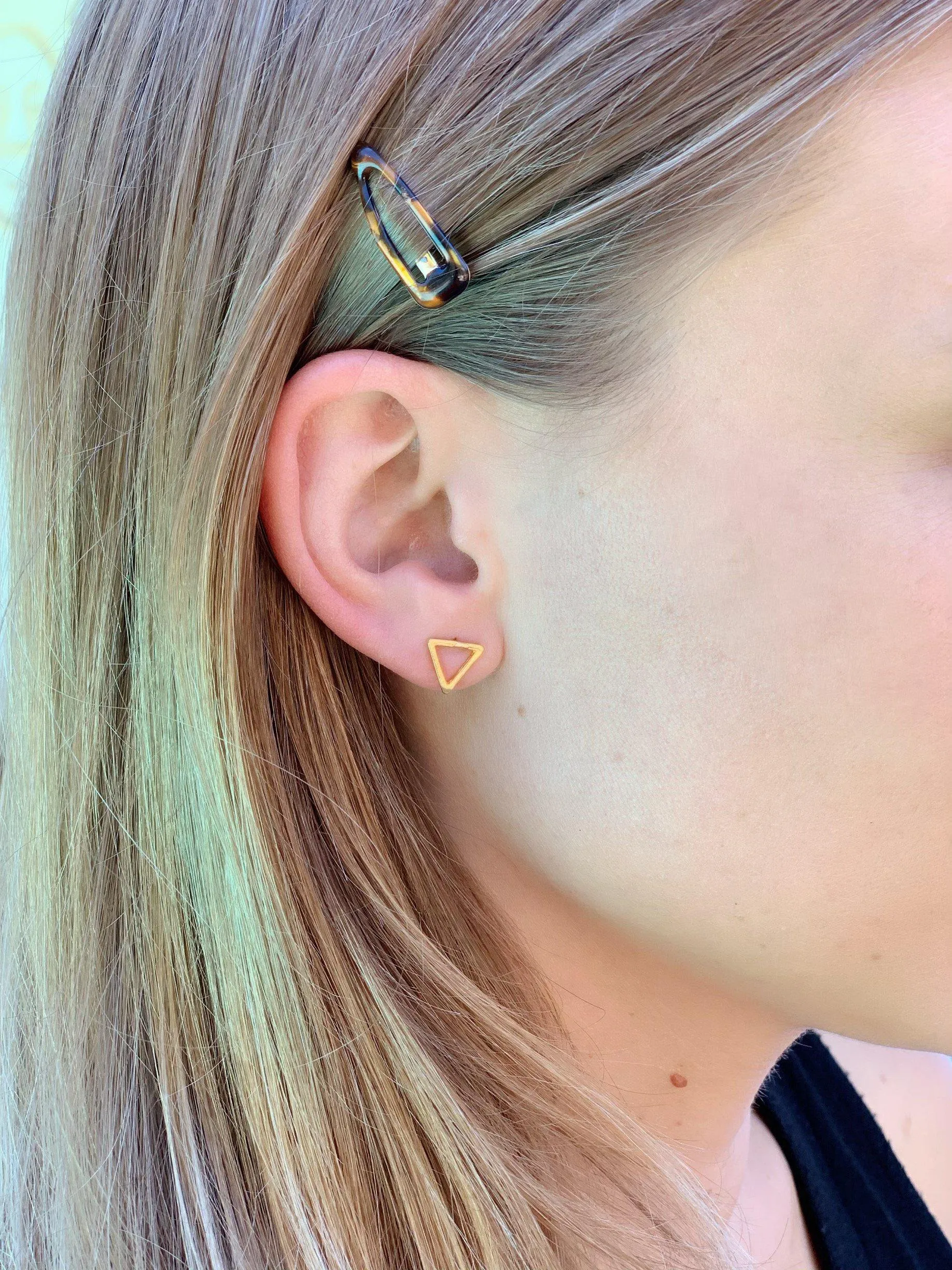 Geometric Triangle Studs in Gold