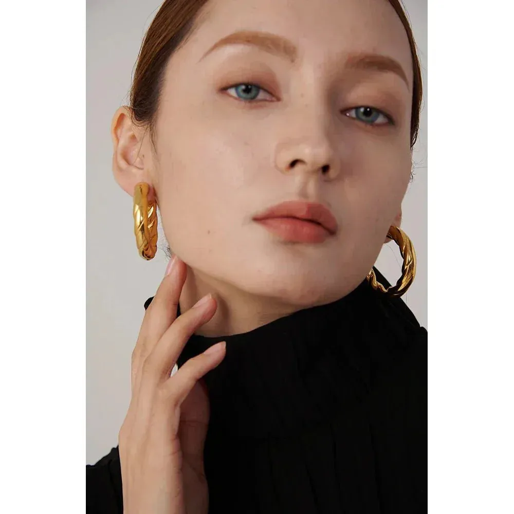 Geometric Twisted Gold Plated Stud Earrings for Women