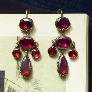 Georgian Garnet Petite Girandole Earrings