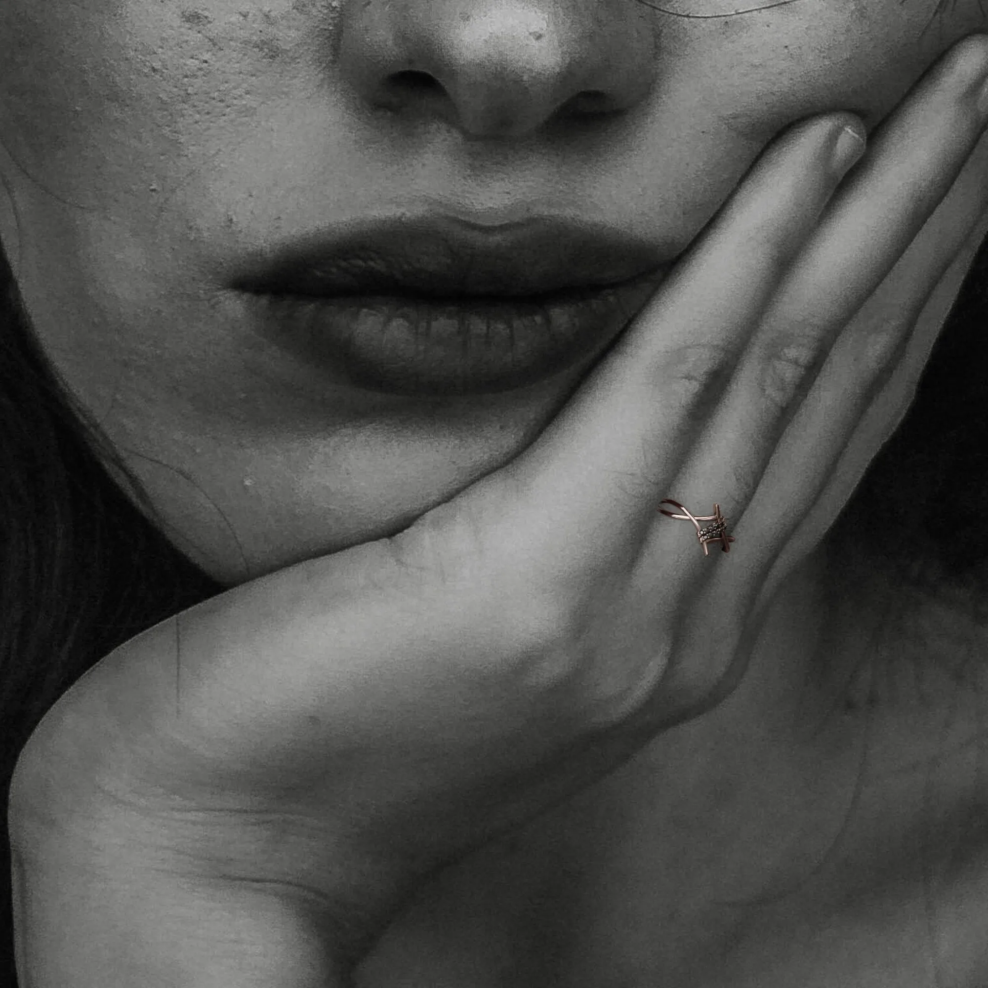 Ghost of Jupiter Barbed  Natural Black & White  Diamond Ring