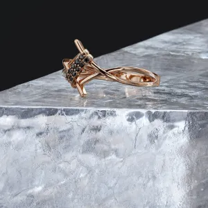 Ghost of Jupiter Barbed  Natural Black & White  Diamond Ring