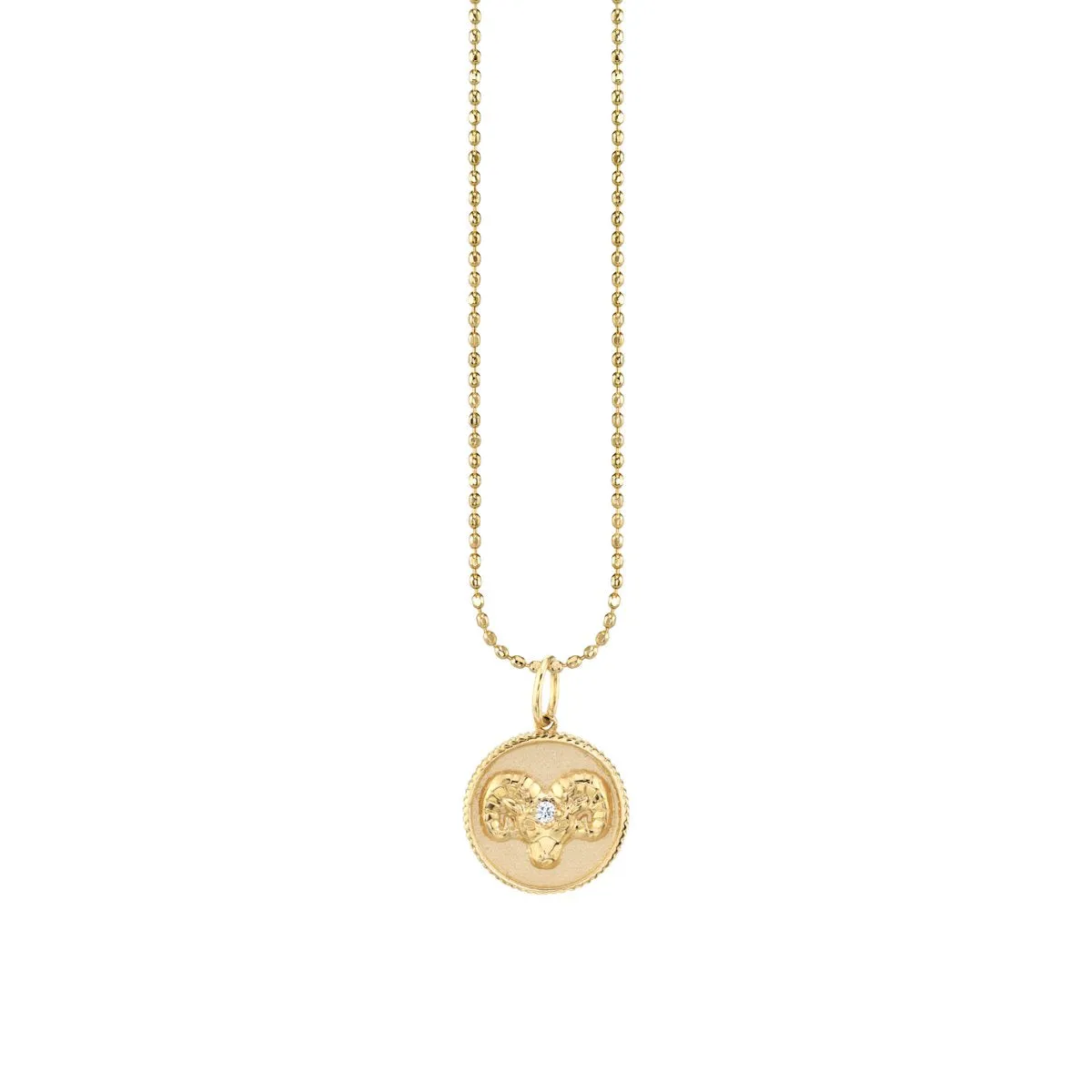 Gold & Diamond Aries Zodiac Medallion Necklace