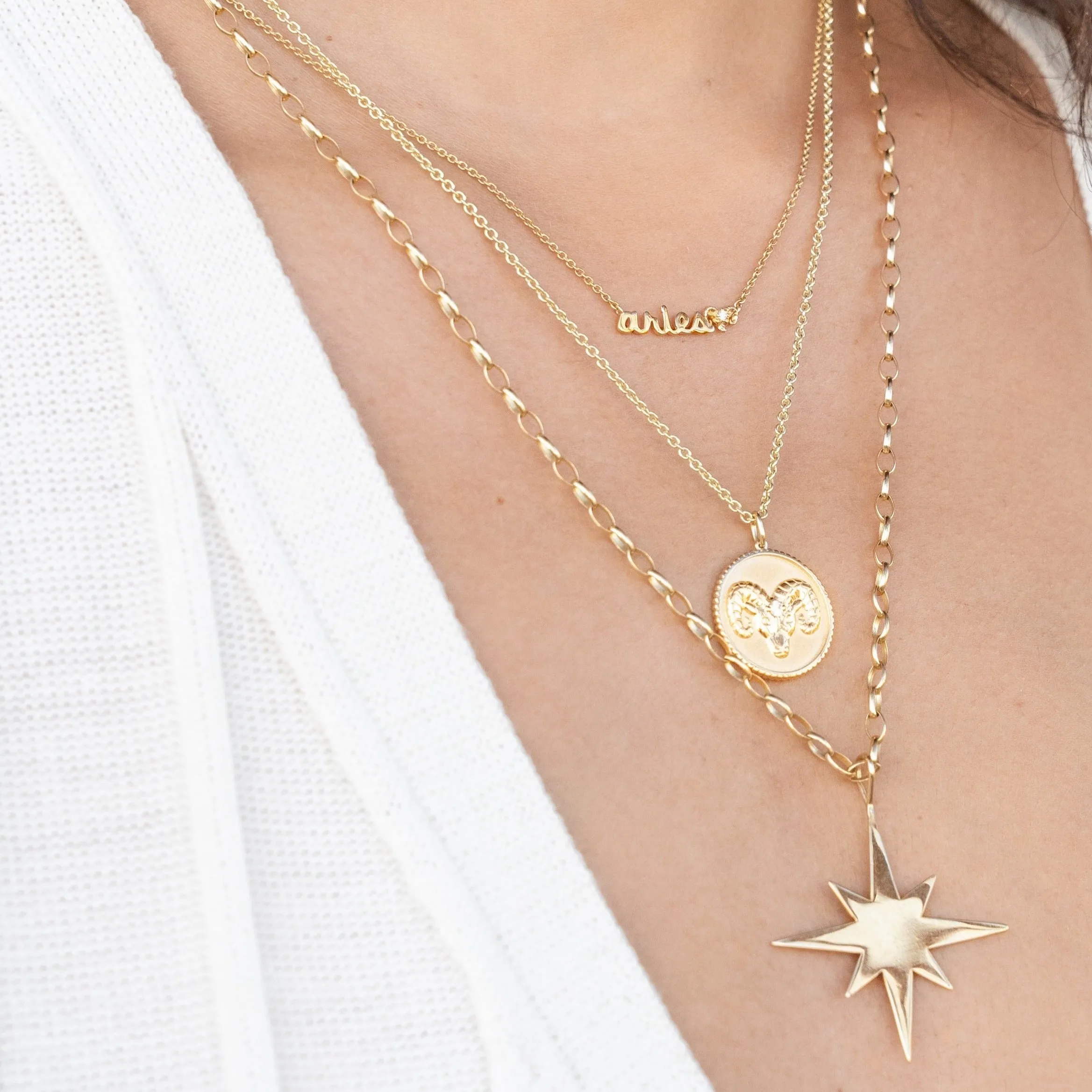 Gold & Diamond Large Virgo Zodiac Medallion