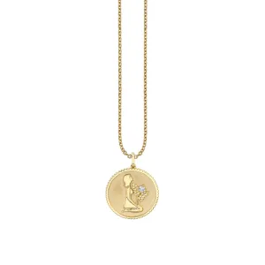 Gold & Diamond Large Virgo Zodiac Medallion